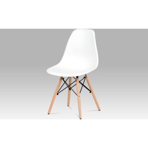 Jídelní židle, plast bílý / masiv buk / kov černý CT-758 WT Art