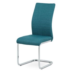 Jídelní židle, modrá látka, kov chrom DCH-455 BLUE2