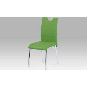 Jídelní židle, ekokůže zelená / chrom DCL-401 GRN Art
