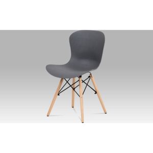 Jídelní židle, šedý vroubkovaný plast / natural AUGUSTA GREY Art