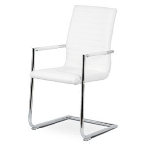 Konferenční židle, bílá ekokůže, kov chrom HC-349 WT