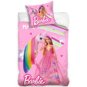 CARBOTEX Dětské povlečení Barbie a Dúhový Jednorožec 140x200/70x90 cm