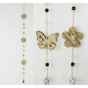 Girlanda, dřevěná dekorace na pověšení, mix kytička, motýlek cena za 1 kus KLA416 Art