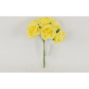 Růžičky, puget 6ks, barva žlutá. Květina umělá pěnová. PRZ755515 Art