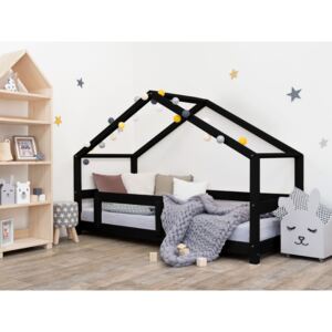 Benlemi Dětská postel domeček LUCKY s bočnicí Barva: Černá, Rozměr: 70 x 160 cm