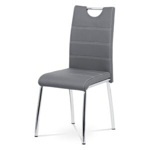 Jídelní židle - šedá ekokůže, kovová chromovaná podnož AC-9920 GREY