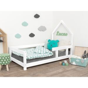 Benlemi Dětská postel domeček POPPI s bočnicí Barva: Bílá, Rozměr: 90 x 190 cm, Strana: Vlevo