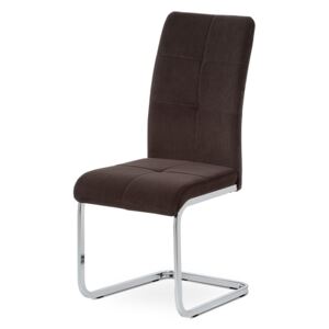 Jídelní židle - hnědá sametová látka, kovová chromovaná podnož DCL-440 BR4