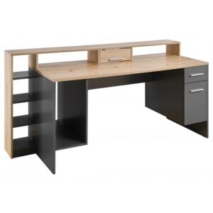 PC stůl IAN dub artisan/šedá