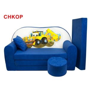 Svět pokojů Dětská sedací rozkládací pohovka s bobkem modrá BAGR