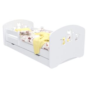 Dětská postel se šuplíkem 190x90 cm s výřezem KOČIČKY + matrace ZDARMA!