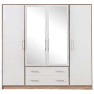 Bílá šatní skříň se zrcadlem vysoký lesk Serial SR1