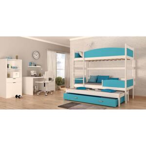 Dětská patrová postel TWIST3, 180x80, bílý/modrý