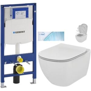 AKCE/SET/GEBERIT - SET Duofix pro závěsné WC 111.300.00.5 bez ovládací desky + WC TESI se sedátkem SoftClose, AquaBlade (111.300.00.5 TE1)