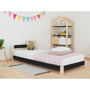 Benlemi Dětská jednolůžková postel s čelem DREAMY Rozměr: 90x160 cm, Barva hranolů: Přírodní dekor bez laku, Barva ploch: Černá