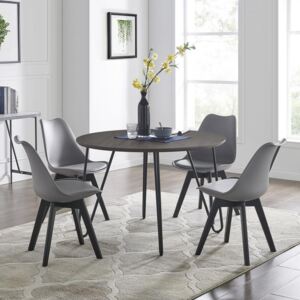Jídelní set 4x židle + stůl Catini BERSON šedá/černá