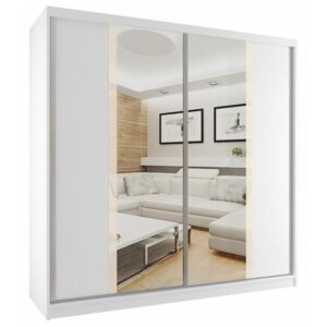 Luxusní šatní skříň s posuvnými dveřmi a zrcadlem v různých kombinacích šířka 200 cm bílý korpus 93