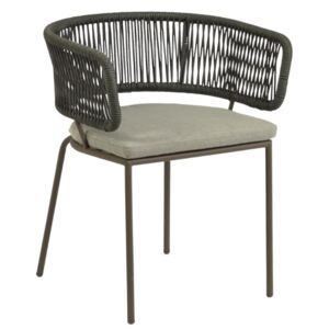 Zelená pletená zahradní židle LaForma Nadin s kovovou podnoží