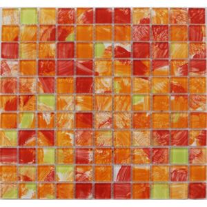 Maxwhite JSM-CH017 Mozaika skleněná, žlutá, červená, oranžová 29,7 x 29,7 cm