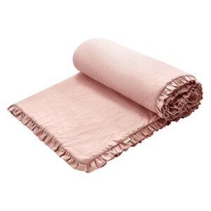 Baby Deco Přehoz lněný s kanýrem na postel pudrová růžová Rozměr: 120 x 60 cm