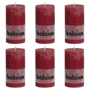 Bolsius Rustikální válcové svíčky 6 ks 130 x 68 mm vínové