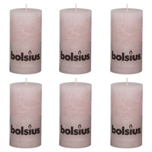 Bolsius Rustikální válcové svíčky 6 ks 130 x 68 mm pastelově růžové