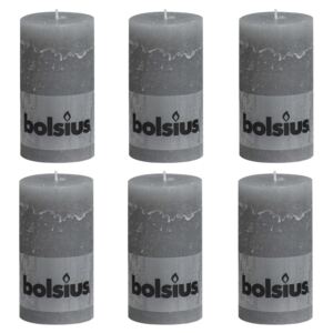 Bolsius Rustikální válcové svíčky 6 ks 130 x 68 mm světle šedé