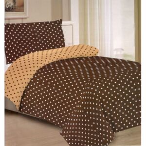 Bavlissimo Dvoudílné povlečení puntíky bavlna/mikrovlákno hnědá žlutá 140x200 na jednu postel