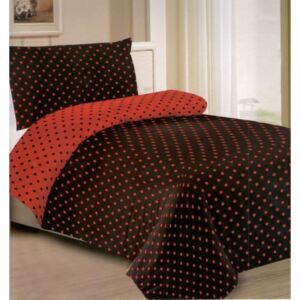 Bavlissimo Dvoudílné povlečení puntíky bavlna/mikrovlákno černá červená 140x200 na jednu postel