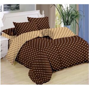 Bavlissimo Sedmidílné povlečení puntíky bavlna/mikrovlákno hnědá žlutá 140x200 na dvě postele