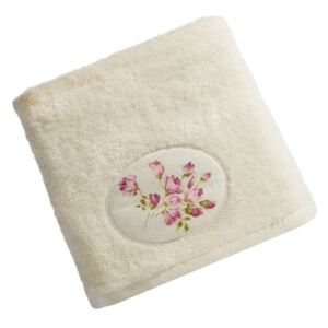 Bavlněný froté ručník s aplikací SARAH 50x90 cm, krémová, 500 gr Mybesthome Varianta: ručník - 1 kus 50x90 cm