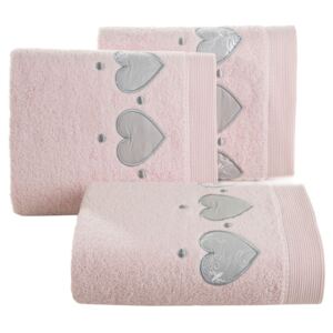 Bavlněný froté ručník s aplikací LOVE 50x90 cm, růžová, 500 gr Mybesthome Varianta: ručník - 1 kus 50x90 cm