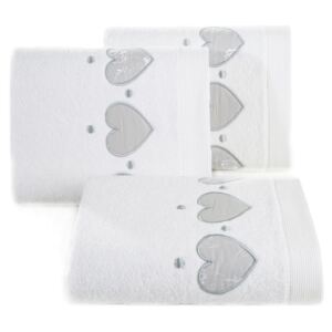 Bavlněný froté ručník s aplikací LOVE 50x90 cm, bílá, 500 gr Mybesthome Varianta: ručník - 1 kus 50x90 cm