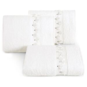Bavlněný froté ručník s aplikací ALBAN 50x90 cm, krémová, 450 gr Mybesthome Varianta: ručník - 1 kus 50x90 cm