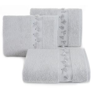 Bavlněný froté ručník s aplikací ALBAN 50x90 cm, šedá, 450 gr Mybesthome Varianta: ručník - 1 kus 50x90 cm