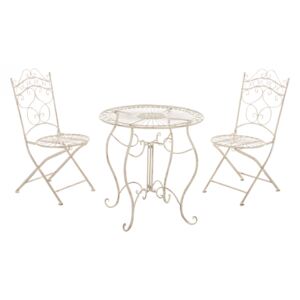 Souprava kovových židlí a stolu G11784335 (SET 2 + 1) Barva Krémová antik