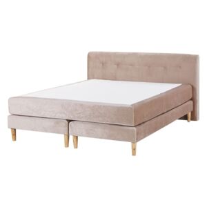 Sametová kontinentální postel 160 x 200 cm béžová MARQUISE