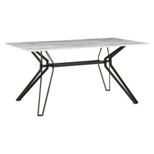 Jídelní prosklený stůl s mramorovým efektem 160 x 90 cm černý BALLINA
