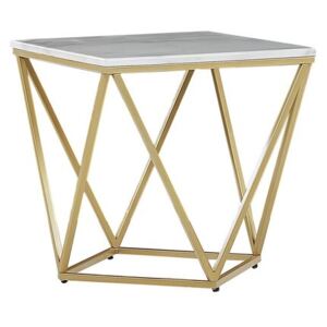Odkládací stolek MALIBU bílý a zlatý mramorový efekt