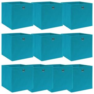 Úložné boxy 10 ks bledě modré 32 x 32 x 32 cm textil