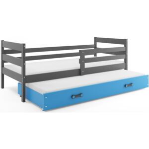 B2b1 BMS-group Dětská postel s přistýlkou ERYK 2 90x200 cm, grafitová/modrá Pěnová matrace