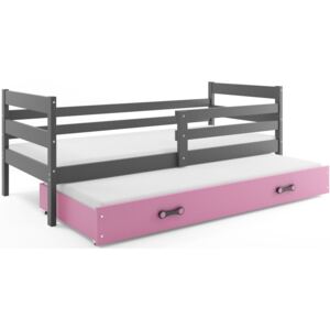 B2b1 BMS-group Dětská postel s přistýlkou ERYK 2 90x200 cm, grafitová/růžová Pěnová matrace