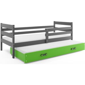 B2b1 BMS-group Dětská postel s přistýlkou ERYK 2 90x200 cm, grafitová/zelená Pěnová matrace