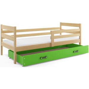 B2b1 BMS-group Dětská postel ERYK 1 80x190 cm, borovice/zelená Pěnová matrace