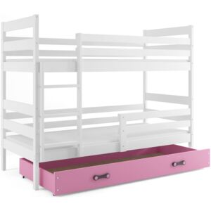B2b1 BMS-group Patrová postel ERYK 90x200 cm, bílá/růžová Pěnová matrace