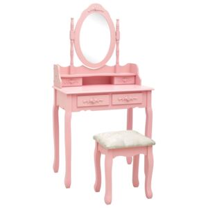 Toaletní stolek se stoličkou růžový 75 x 69 x 140 cm pavlovnia