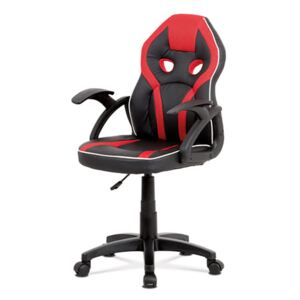 Kancelářská židle, černá ekokůže+červená MESH, výškově nast, plast kříž