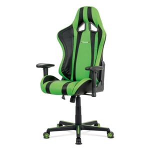 Kancelářská židle, zelená+černá ekokůže, houpací mech., plastový kříž