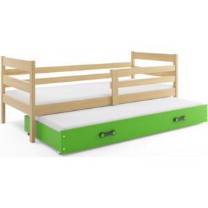 B2b1 BMS-group Dětská postel s přistýlkou ERYK 2 80x190 cm, borovice/zelená Pěnová matrace