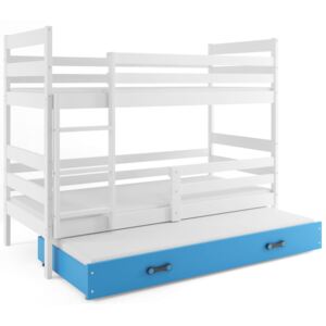 B2b1 BMS-group Patrová postel s přistýlkou ERYK 3 80x190 cm, bílá/modrá Pěnová matrace